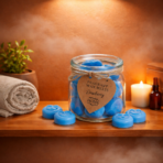 Terrakota-tooniline vannitoa spa-riiul — enesehoolduse mõnud