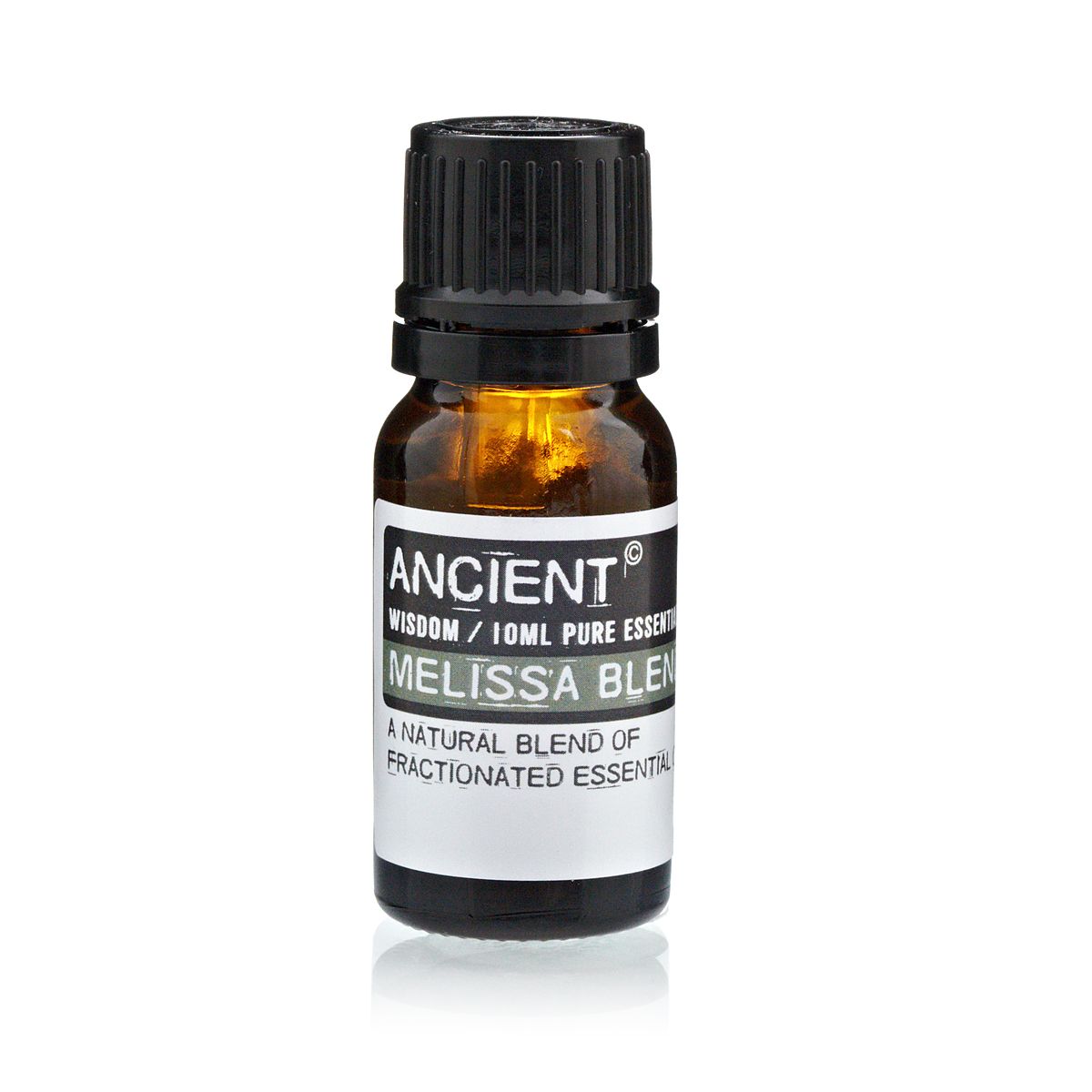 Melissi eeterlik oli segu 10 ml — Ancient Wisdom Melissi eeterlik oli segu 10 ml pruunis pudelis rohekas-halli sildiga