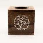 Elupuu Õlilamp Suur — Käsitööline Mangopuust Aroomilamp Kasvu Sümboliga