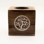 Elupuu Õlilamp Suur — Käsitööline Mangopuust Aroomilamp Kasvu Sümboliga