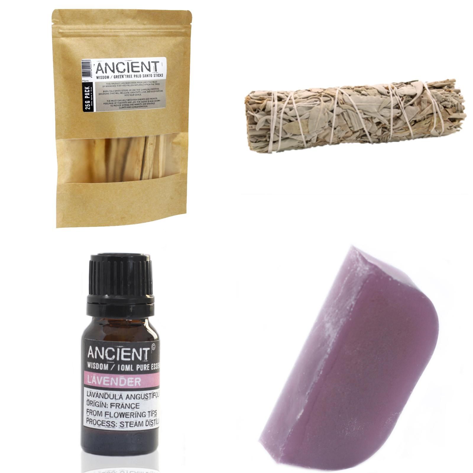 Ancient Wisdom Eco Ritual Starter Kit looduslik rituaalikomplekt Kingitused sünnipäevaks Eco Ritual komplekt palo santo salvei eeterlik õli ja deodorant