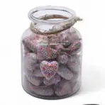 Suur puitsüda lillemuster klaaspurgis – vintage dekoratsioon — pakend