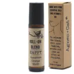 Pealkiri: Rõõmustav eeterlik õli roll-on Happy — piparmündi, apelsini ja mürri segu — tekstuur