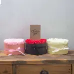 Seebilill Roosa Ruut — 9 Roosat Seebiroosi Elegantses Ruudukujulises Kinkekarbis — tekstuur