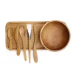 Spaa Savi ja Vaha Komplekt Tiigipuust — Käsitsi Valmistatud Indoneesias — lähivaade