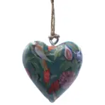 Suur puitsüda lind ja lillemuster – vintage dekoratsioon emailitud puust — detailvaade