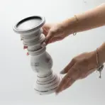 Valge Küünlajalg Mangopuu — Väike Klassikaline Küünlaalus Koju — detailvaade