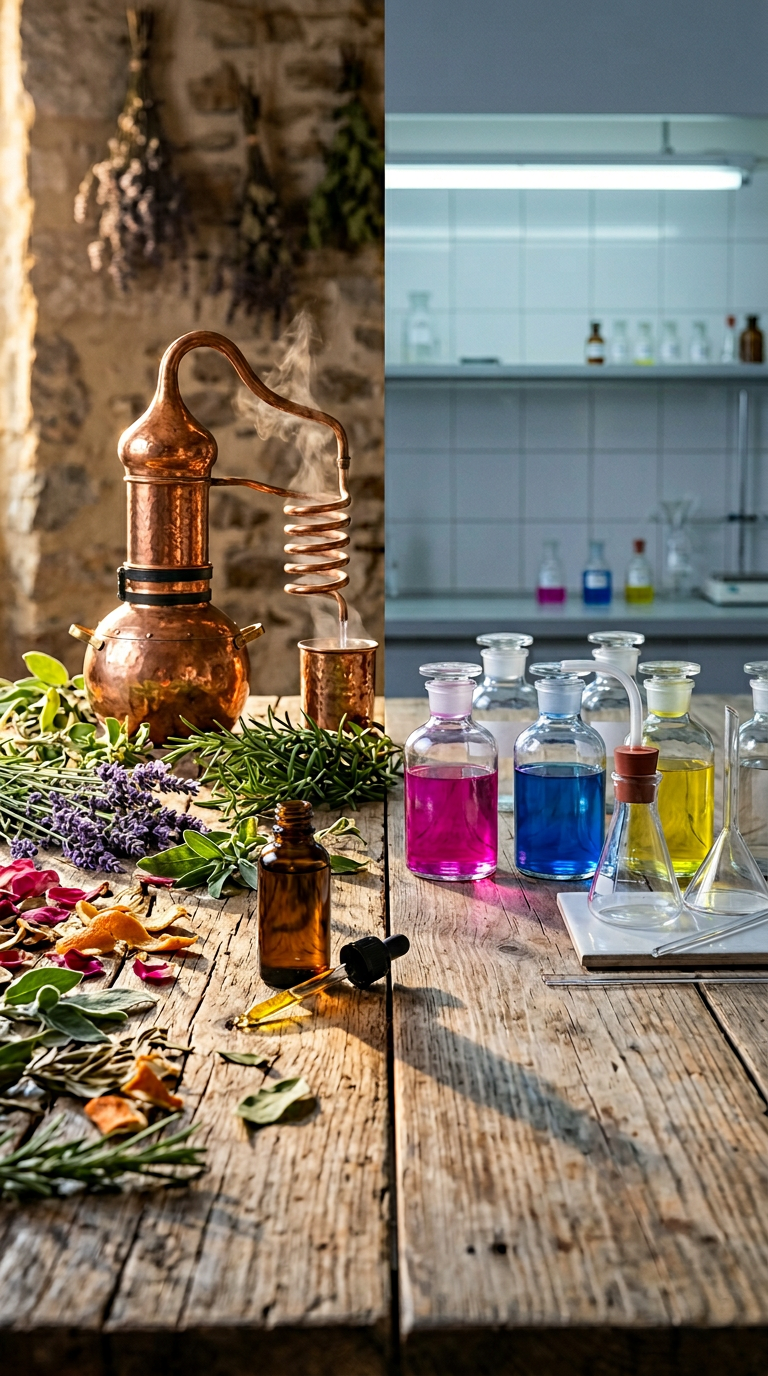 Eeterlik õli vs aroomiõli — looduslik destillaat taimedest võrreldes sünteetilise aroomiõliga